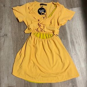 White fox yellow dress
